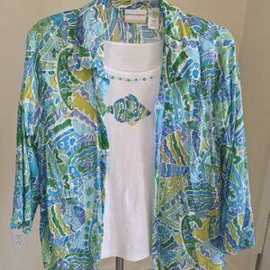 Alfred Dunner Tropical shirt and tank top set 20W